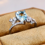 Mood, h&otilde;bedase v&auml;rviga Bi Tear Drop Aqua Blue Stone S&otilde;rmus Luksuslik Armastus Kihlas&otilde;rmus Vintage Pulma Vesipiiskade S&otilde;rmused 6 merelaine