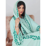 Eid Muslim Abaya naistele tikandiga kleit salliga kleit Dubai Araabia pikk r&uuml;&uuml; Maroko Abayas Kaftani pear&auml;tt Imeilus L helesinine v&auml;rv