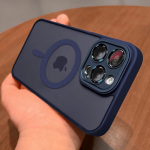 Magnetic Luxury Matte pooll&auml;bipaistev armor p&otilde;rutuskindel &uuml;mbris iPhone 16 15 14 13 12 11 Pro Max Plus jaoks Magsafe'i juhtmevaba laadimiskatte jaoks iPhone 12 tumesinine v&auml;rv