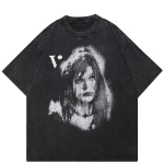 2024 Streetwear Pretty Girl Graphic Unisex T-s&auml;rk Puuvillane Pestud Must Ts&auml;rk Unisex Topid Tees Suvine l&uuml;hikeste varrukatega T-s&auml;rk S must