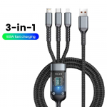 3 &uuml;hes 100W 1.2M Kiirlaadimiskaabel USB Type C Kaabel iPhone'ile Realme'ile Samsungile Huawei 50 pro Micro Usb C Lightning Laadija Laadimiskaabel Juhe must