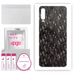 apgo Protective Skin Sticker for the back compatible with Samsung Galaxy A50, Wrap Film, Foil, Vinyl - Pattern Carbon Black Pixel