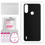 apgo Protective Skin Sticker for the back compatible with Motorola Moto E7i Power, Wrap Film, Foil, Vinyl - Pattern Carbon Black