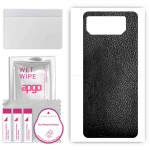 apgo Protective Skin Sticker for the back compatible with Asus ROG Phone 6D, Wrap Film, Foil, Vinyl - Pattern Black Leather