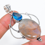 Natural Plume Agate Gemstone Handmade 925 Sterling Silver Pendant 2.56 s9m03