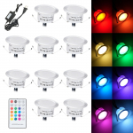 10 pakki RGB LED tekivalgusti h&auml;mardatav v&auml;rvimuutev maetud valgus IP67 veekindel v&auml;limaastik US Plug 10 Packs