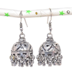 Natural Indian Look Jhumki Gemstone Silver Tribal Bali Earring 1.77 p2v97
