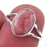 Looduslik Rhodochrosiit Kivi K&auml;sit&ouml;&ouml; 925 Prooviga Tahke Sterling H&otilde;be S&otilde;rmus S.6 E4Z61