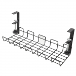 Traatkorvi riiul laua all Hoiuriiuli Traatlaua kaabel haldusaluse all. Juhtmekorv