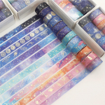 12 tk / t&auml;htede komplekt Planet Washi Tape Kuldne foolium maskeeriv teip Kawaii dekoratiivne kleeplint Kleebis Scrapbooking kirjatarbed Starry Sky