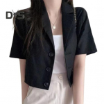 Naiste suve&uuml;likond mantel rev l&uuml;hikeste varrukatega, &uuml;herealised n&ouml;&ouml;bid, l&uuml;hike &uuml;likond jakk, &uuml;hev&auml;rviline avaras vormis &auml;ririided M must