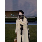 S&uuml;gis- ja talvine naiste laisk villane mantel, pikk kahepoolne ka&scaron;miir-tviid-tviid-jope Naiste Sitsiilia mantel XS beež