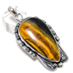 Tiger Eye Gemstone Handmade 925 Sterling Silver Jewelry Pendant 2.56 c5r85