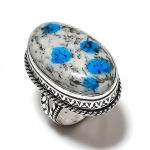 K2 Blue Azurite Gemstone Handmade 925 Sterling Silver Jewelry Ring Size 8.5 y2s98