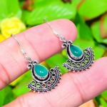 Green Onyx Gemstone Handmade 925 Sterling Silver Jewelry Earring 1.58 l6o87