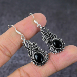 Black Spinel Gemstone Handmade 925 Sterling Silver Gift Jewelry Earring 2 c8b25