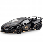 1/18 Lamborghini SVJ63 m&auml;nguauto mudel sulami survevalu simulatsioon heli ja valgusega tagasit&otilde;mbamine M&auml;nguasjad S&otilde;idukimudelid poistele Lastele Kingitused must