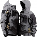 Tuulejooke t&ouml;&ouml;riided Soft Shell mitme taskuga joped Meeste v&auml;listingimustes veekindel kapuuts Motorcy topsid Talvised Plus Size XXXL hall
