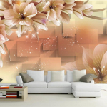 3D seinamaal Unistuslik k&auml;sitsi maalitud lille liblika seinamaal Armastus lill 3D ringi taust tapeet 200 cm(W) x 140 cm(H)