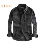 Kevads&uuml;gisene meeste s&auml;rk kamuflaažitr&uuml;kiga Cargo stiilis rinnataskud Kulumiskindlad pikad varrukad Alla keeratav krae n&ouml;&ouml;p-alla v&auml;list&ouml;&ouml;topp M must