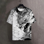 Meeste T-s&auml;rk meestele Must-valge draakoni mustriga topid vabaaja Unisex hingav mugav suvine uus &uuml;lisuur riietus S