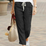 &Uuml;hev&auml;rvilised lahtised vabaaja n&ouml;&ouml;rv&ouml;&ouml;kohaga jogger-p&uuml;ksid naistele, n&ouml;&ouml;rv&ouml;&ouml;kohaga Capri kitsenevad p&uuml;ksid taskutega 5XL must