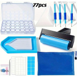 77 DIY teemantmaalimise tarvikute komplekt &ndash; multifunktsionaalne teemantmaalikomplekt sinise rulliga, teemanttikandikarp, isetegemise kunstitarbed