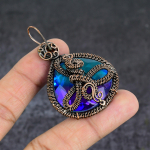 Natural Bi-Color Tourmaline Gemstone Copper Wire Wrap Jewelry Pendant 2.36 i0c25