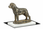 Rottweiler, Rott, Rottie II - dog figurine, statue on white marble, trophy for Art-Dog dog show exhibition