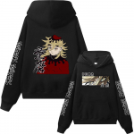 Kuum anime Deemon Slayer kapuuts Douma Prindiga dressipluus meeste naiste vabaaja riided Harajuku unisex s&uuml;gistalvine soe pullover XL must