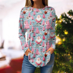 Women's Round neck Hooded Loose Long-sleeved Tops Casual Tops Home Leisure Pajamas Tops L veini