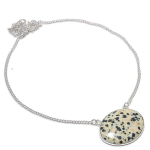Natural Dalmation Jasper Gemstone 925 Sterling Silver Jewelry Necklace 18 q6b02