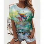 Suvine mere loomade 3D-print T-s&auml;rk Kajakas Delfiin Naiste Mood Streetwear &Uuml;lielusuuruses O-kaelusega T-s&auml;rk T&uuml;druk Naine Topid Tees Riided S