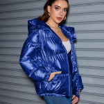 Talvine Trendikas L&auml;ikiv Kapuutsiga Sulejope Naised Pikkade Varrukatega &Uuml;hev&auml;rviline Slim Fit Puuvillane Soe Parka Jakk 3XL sinine