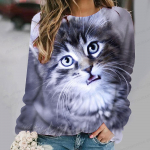 Naljakas Kass Print Hoodie Naiste Mood Pusad Spordir&otilde;ivad Pusad Loomade mantlid Naiste Pusad Kawaii dressid Naiste riided S