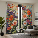 2 tk HD Karikakrad v&auml;rsked lilled dekoratiivne kardin V&auml;rvis&uuml;steem digitaalselt tr&uuml;kitud kardin Kodu kaunistamise stiili kaunistus elutuba W52H63inchW132H160cm