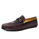 Moodne Krokodillimuster Meeste Vabaajajalatsid Ehtne Nahk Slip-on Korterid Moodsad Trendikad Loferid Uus Luksusbr&auml;nd Meeste Ametlikud Jalan&otilde;ud 36