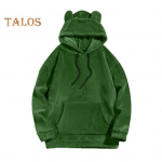 Talvine meeste kapuutsiga pusa koomiksik&otilde;rvade dekoratsiooniga, kahepoolse sametiga, suure esitaskuga, lahtiste pikkade varrukatega, termiline &uuml;laosa elastsete mansettidega, vabaaja igap&auml;evaseks kandmiseks S roheline