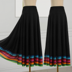Ruudukujuline tantsuseelik etnilise stiiliga tantsu vikerkaare seelik tantsuriided elastne v&ouml;&ouml;koht Xinjiangi tantsu tantsusaali seelik 6XL must