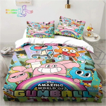Amazing World Gumball 3D Prinditud Voodipesukomplekt &Uuml;he-, Kahe-, T&auml;is-, Kuninganna-, Kuninga suurusega Voodikomplekt T&auml;iskasvanu Laste Magamistoa Voodipesu Kingitus EU Single 135x200cm