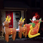 Christmas Inflatable Santa Claus on Sleigh and 2 Reindeers with Built in Lights Outdoor Style B