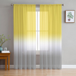 Kollane Valge Gradiendi Populaarne V&auml;rv L&auml;bipaistvad Kardinad Elutoa Kaunistuseks Aknakardinad K&ouml;&ouml;gi T&uuml;ll Voile Kardinad W135 x H115cm x1