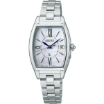 Seiko naiste SSQW071 (LUKIA P&auml;ikeseenergial t&ouml;&ouml;tav raadio teel juhitav metallist rihm naistele) tonneau Kell Silver