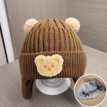 Kootud Beebi m&uuml;ts K&otilde;rvaklappidega Armas Karu Pompom Laste M&uuml;ts Nokam&uuml;ts Soe S&uuml;gis Talv Poistele T&uuml;drukutele K&otilde;rvakaitse Kapoti m&uuml;tsid beež