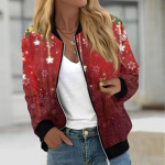 Naistele m&otilde;eldud jakid pikkade varrukatega, kerge lukuga ja prindiga &uuml;ler&otilde;ivad vabaaja tepitud jakid taskutega XXL