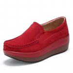 NewSpring S&uuml;giskingad Naistele Platvorm Naiste Kingad Veisenahast Suede Nahast Lamedad Kingad Paksude Taldadega Naiste Loaferid Mokassiinid 35 punane
