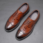 K&auml;sitsi valmistatud meeste tiibnina Oxford kingad Pruun nahk Brogue Meeste pidulikud kingad Klassikaline &auml;ri formaalne kinga meestele Zapatillas Hombre 38 pruun