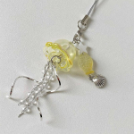 Originaal Dream Jellyfish telefonikett Crystal Clear Marine Life v&otilde;tmehoidja kumer metallist ripats kollane