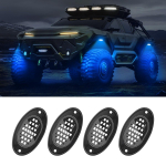 4 tk Autokere valgust veoautodele LED-kivivalgustid pikapitele, maastikuautodele, Jeebidele, maastikuautodele, ATV-dele, UTV-dele, autodele sinine