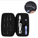 USB-taaslaetav LED-valgustusega heegeln&otilde;elaga kudumist&ouml;&ouml;riist koos vahetatavate otstega 2,5&ndash;6,5 mm